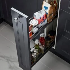 GoodHome Pebre Anthracite Soft Close Runners Pull Out Storage, (H)530mm (W)107mm -Goodhome goodhome pebre anthracite soft close runners pull out storage h 530mm w 107mm3663602480143 01i bq