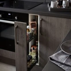 GoodHome Pebre Anthracite Soft Close Runners Pull Out Storage, (H)530mm (W)107mm -Goodhome goodhome pebre anthracite soft close runners pull out storage h 530mm w 107mm3663602480143 04i bq