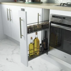 GoodHome Pebre Anthracite Soft Close Runners Pull Out Storage, (H)530mm (W)107mm -Goodhome goodhome pebre anthracite soft close runners pull out storage h 530mm w 107mm3663602480143 07i