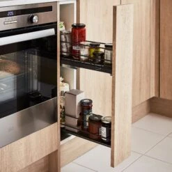 GoodHome Pebre Anthracite Soft Close Runners Pull Out Storage, (H)530mm (W)107mm -Goodhome goodhome pebre anthracite soft close runners pull out storage h 530mm w 107mm3663602480143 31i bq