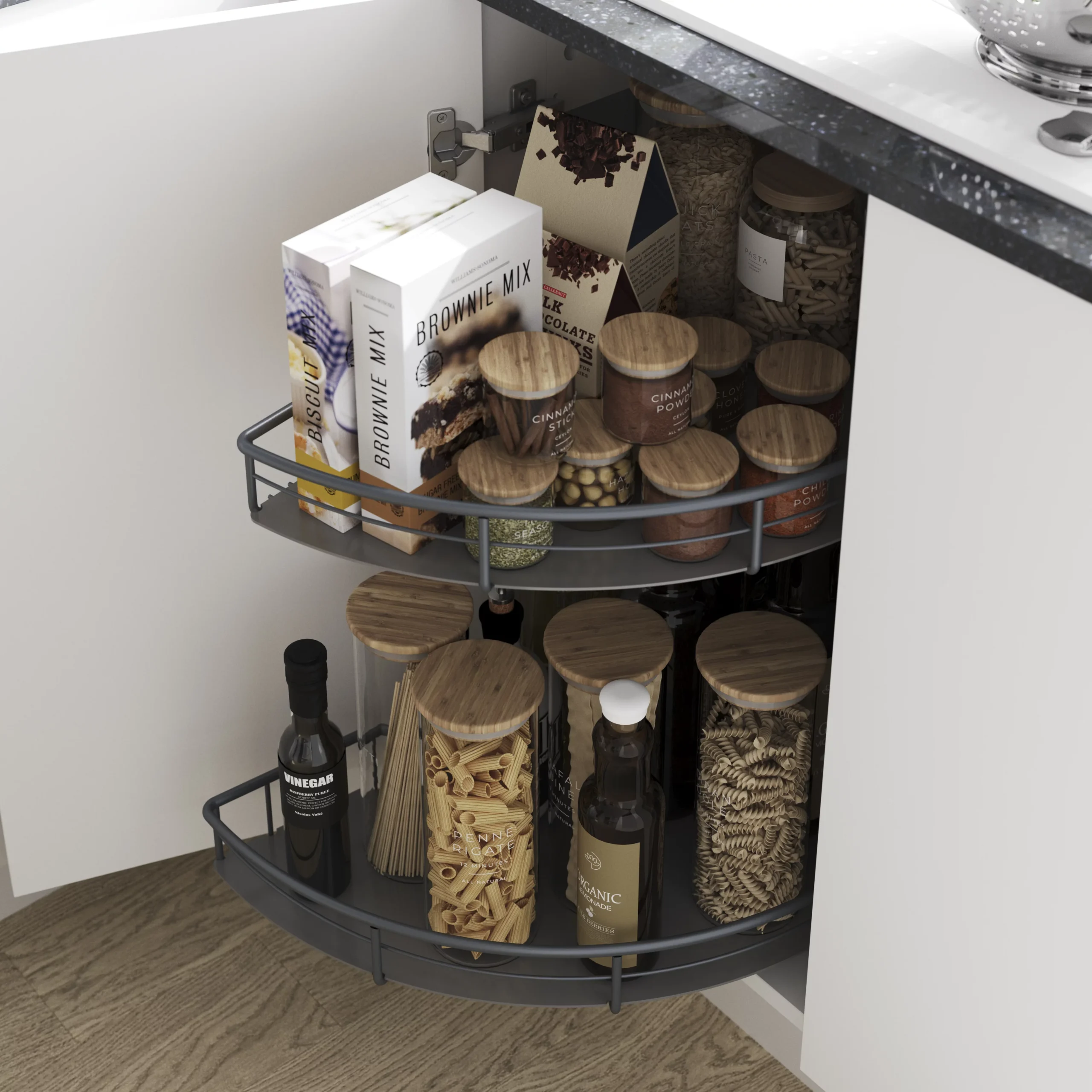 GoodHome Pebre Half Moon Carousel Storage System 5 GoodHome Pebre Half Moon Carousel Storage System - Image 5