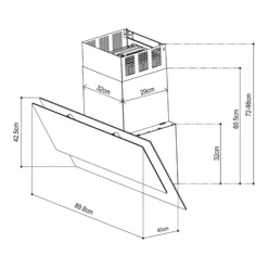 GoodHome PlasmaSense GHAG90PLAS Black Steel & Glass Angled Cooker Hood (W)89.8cm - Black -Goodhome goodhome plasmasense ghag90plas black steel glass angled cooker hood w 89 8cm black5059340445885 01t