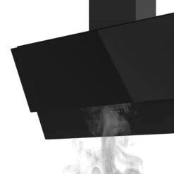 GoodHome PlasmaSense GHAG90PLAS Black Steel & Glass Angled Cooker Hood (W)89.8cm - Black -Goodhome goodhome plasmasense ghag90plas black steel glass angled cooker hood w 89 8cm black5059340445885 06c