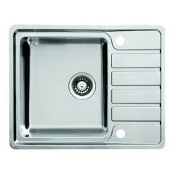 GoodHome Quassia Brushed Stainless Steel 1 Bowl Sink & Drainer With Compact Drainer (W)505mm X (L)635mm