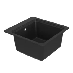 GoodHome Romesco Black Composite Quartz 1 Bowl Kitchen Sink (W)515mm X (L)562mm -Goodhome goodhome romesco black composite quartz 1 bowl kitchen sink w 515mm x l 562mm5059340458731 03c