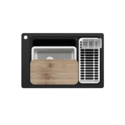 GoodHome Romesco Black Composite Quartz 1 Bowl Sink & Drainer (W)516mm X (L)773mm