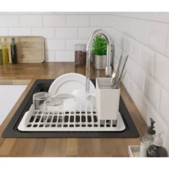 GoodHome Romesco Black Composite Quartz 1 Bowl Sink & Drainer (W)516mm X (L)773mm -Goodhome goodhome romesco black composite quartz 1 bowl sink drainer w 516mm x l 773mm3663602791973 06bq