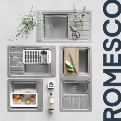 GoodHome Romesco Brushed Stainless Steel 1 Bowl Kitchen Sink With Compact Drainer (W)510mm X (L)770mm -Goodhome goodhome romesco brushed stainless steel 1 bowl kitchen sink with compact drainer w 510mm x l 770mm5059340458489 46i