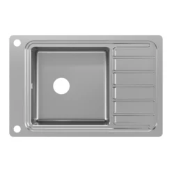 GoodHome Romesco Brushed Stainless Steel 1 Bowl Kitchen Sink With Compact Drainer (W)510mm X (L)770mm -Goodhome goodhome romesco brushed stainless steel 1 bowl kitchen sink with compact drainer w 510mm x l 770mm5059340458762 04c