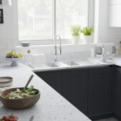 GoodHome Romesco Brushed Stainless Steel 2 Bowl Kitchen Sink With Compact Drainer (W)510mm X (L)1050mm -Goodhome goodhome romesco brushed stainless steel 2 bowl kitchen sink with compact drainer w 510mm x l 1050mm5059340458489 05i