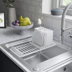 GoodHome Romesco Brushed Stainless Steel 2 Bowl Kitchen Sink With Compact Drainer (W)510mm X (L)1050mm -Goodhome goodhome romesco brushed stainless steel 2 bowl kitchen sink with compact drainer w 510mm x l 1050mm5059340458489 06i