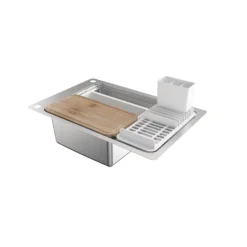 GoodHome Romesco Inox Stainless Steel 1 Bowl Sink & Drainer 511mm X 770mm -Goodhome goodhome romesco inox stainless steel 1 bowl sink drainer 511mm x 770mm3663602791942 01bq