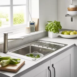 GoodHome Romesco Inox Stainless Steel 1 Bowl Sink & Drainer 511mm X 770mm -Goodhome goodhome romesco inox stainless steel 1 bowl sink drainer 511mm x 770mm3663602791942 30i