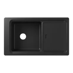 GoodHome Romesco Linea Black Granite 1 Bowl Sink & Drainer (W)515mm X (L)880mm -Goodhome goodhome romesco linea black granite 1 bowl sink drainer w 515mm x l 880mm5059340458533 04c