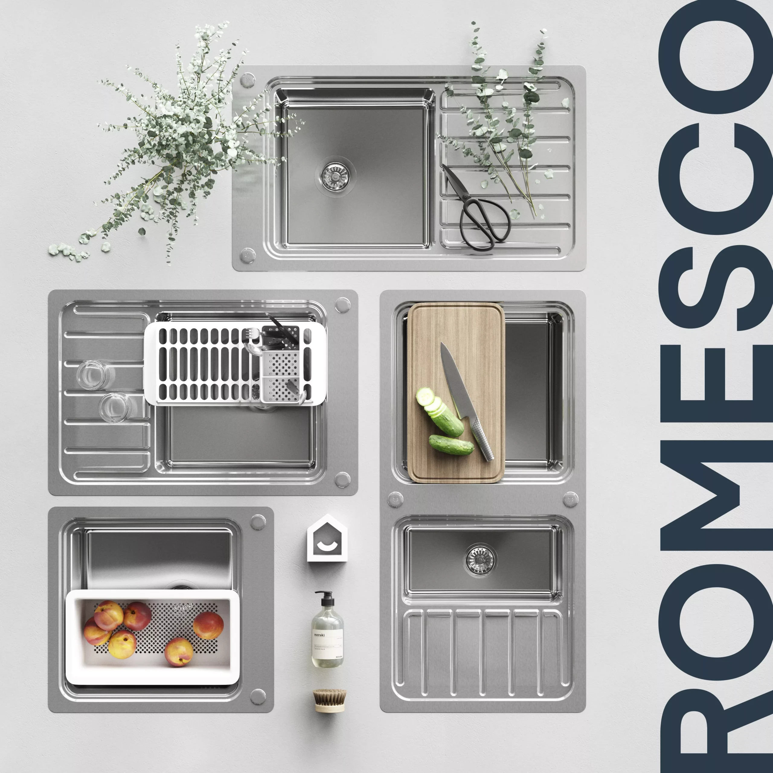 GoodHome Romesco Metallic Effect Stainless Steel Rectangular 1 Bowl Kitchen Sink (W)510mm 13 GoodHome Romesco Metallic Effect Stainless Steel Rectangular 1 Bowl Kitchen Sink (W)510mm - Image 13