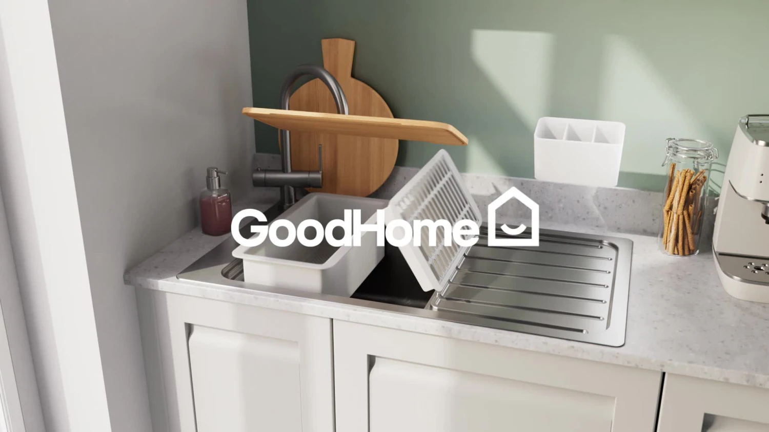 GoodHome Romesco Metallic Effect Stainless Steel Rectangular 1 Bowl Kitchen Sink (W)510mm 2 GoodHome Romesco Metallic Effect Stainless Steel Rectangular 1 Bowl Kitchen Sink (W)510mm - Image 2