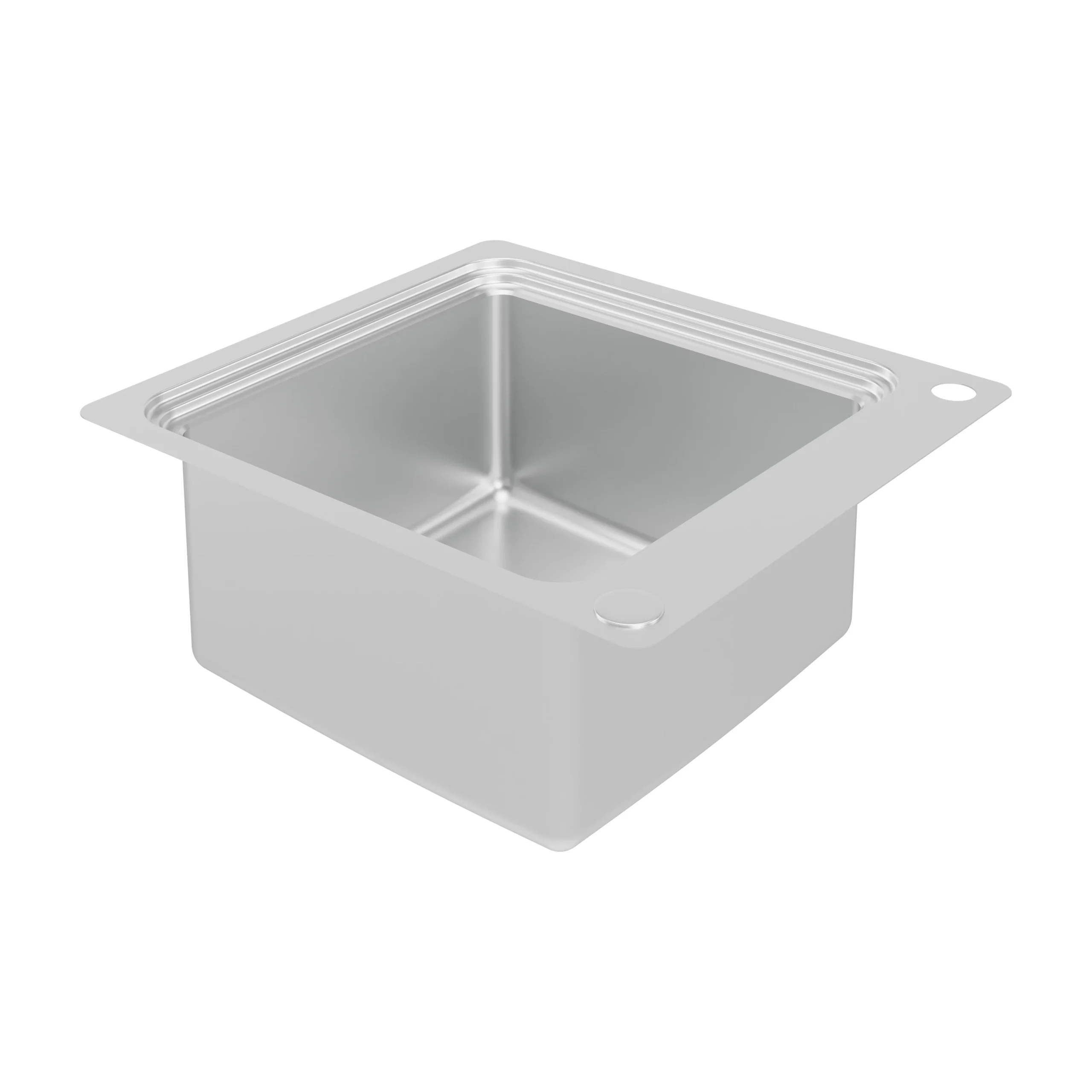 GoodHome Romesco Metallic Effect Stainless Steel Rectangular 1 Bowl Kitchen Sink (W)510mm 3 GoodHome Romesco Metallic Effect Stainless Steel Rectangular 1 Bowl Kitchen Sink (W)510mm - Image 3