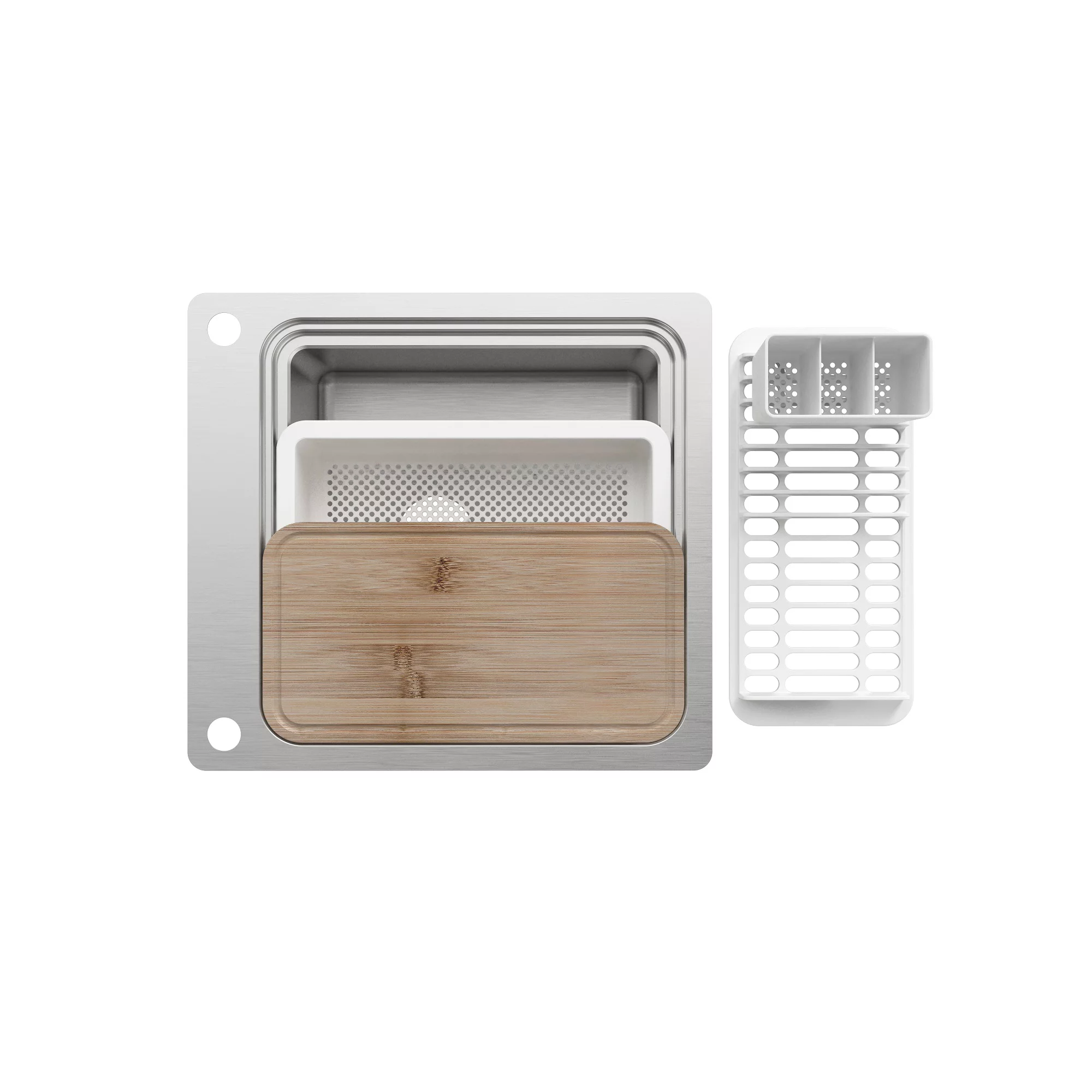 GoodHome Romesco Stainless Steel Rectangular 1 Bowl Sink (W)511mm 1 GoodHome Romesco Stainless Steel Rectangular 1 Bowl Sink (W)511mm