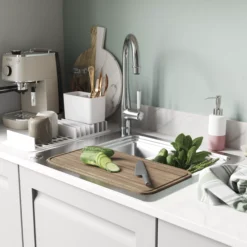 GoodHome Romesco Stainless Steel Rectangular 1 Bowl Sink (W)511mm 23 GoodHome Romesco Stainless Steel Rectangular 1 Bowl Sink (W)511mm -Goodhome goodhome romesco stainless steel rectangular 1 bowl sink w 511mm3663602791935 01i