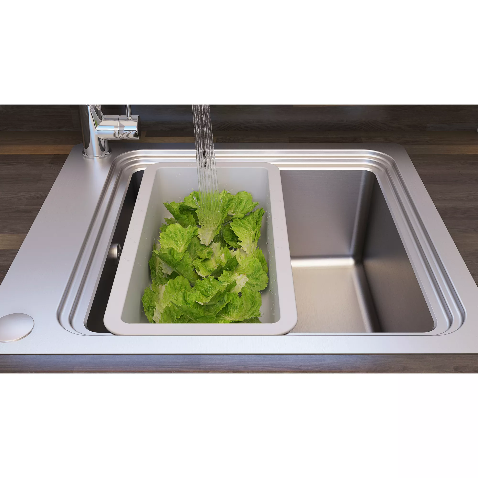 GoodHome Romesco Stainless Steel Rectangular 1 Bowl Sink (W)511mm 6 GoodHome Romesco Stainless Steel Rectangular 1 Bowl Sink (W)511mm - Image 6