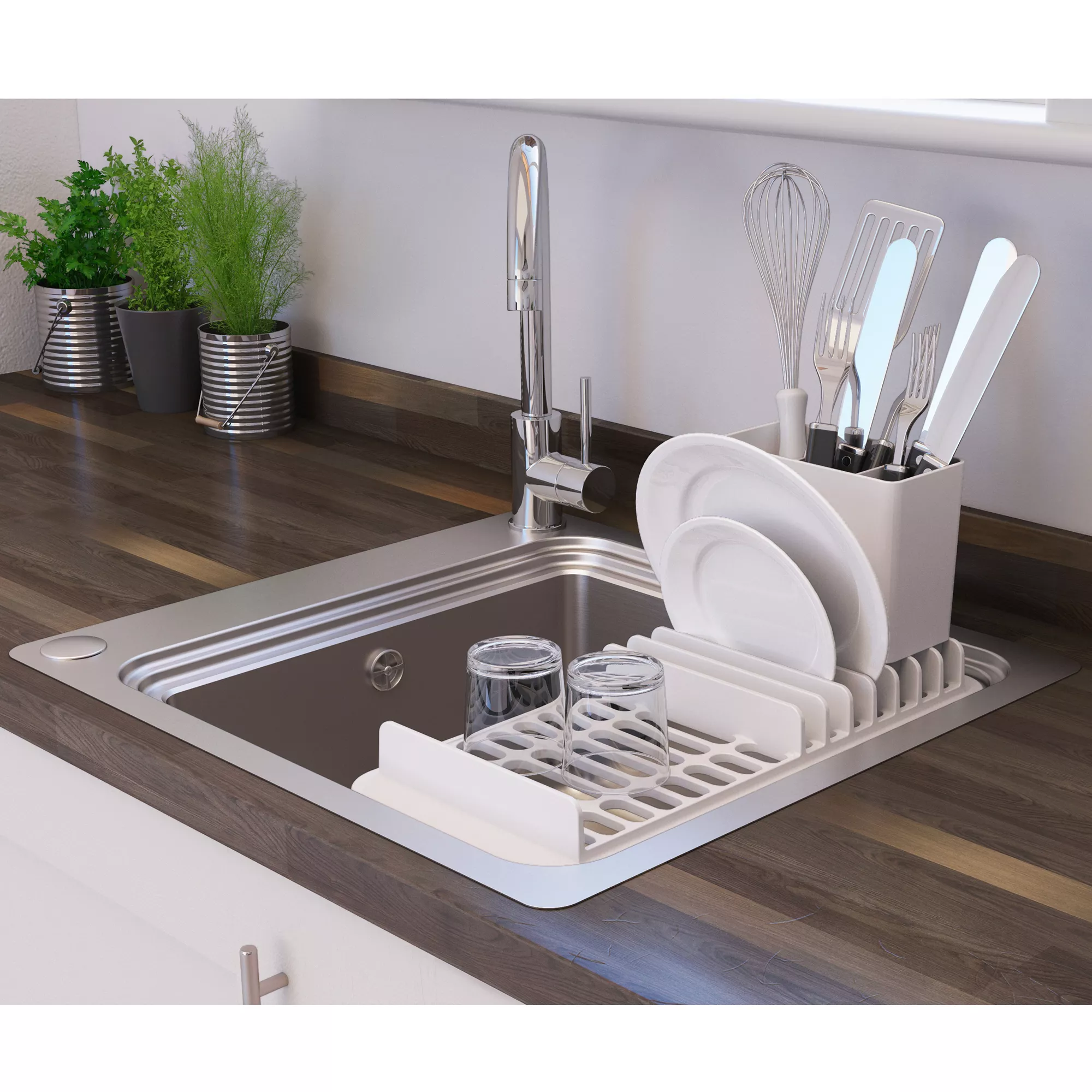 GoodHome Romesco Stainless Steel Rectangular 1 Bowl Sink (W)511mm 7 GoodHome Romesco Stainless Steel Rectangular 1 Bowl Sink (W)511mm - Image 7