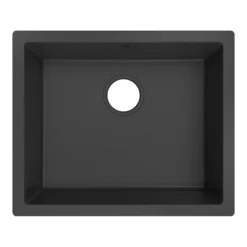 GoodHome Sorrel Black Composite Quartz 1 Bowl Kitchen Sink (W)550mm X (L)460mm