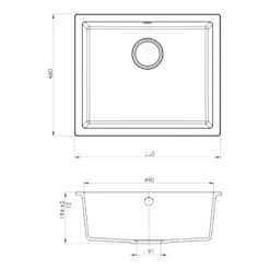 GoodHome Sorrel White Composite Quartz 1 Bowl Kitchen Sink (W)550mm X (L)460mm -Goodhome goodhome sorrel white composite quartz 1 bowl kitchen sink w 550mm x l 460mm5059340458427 01t