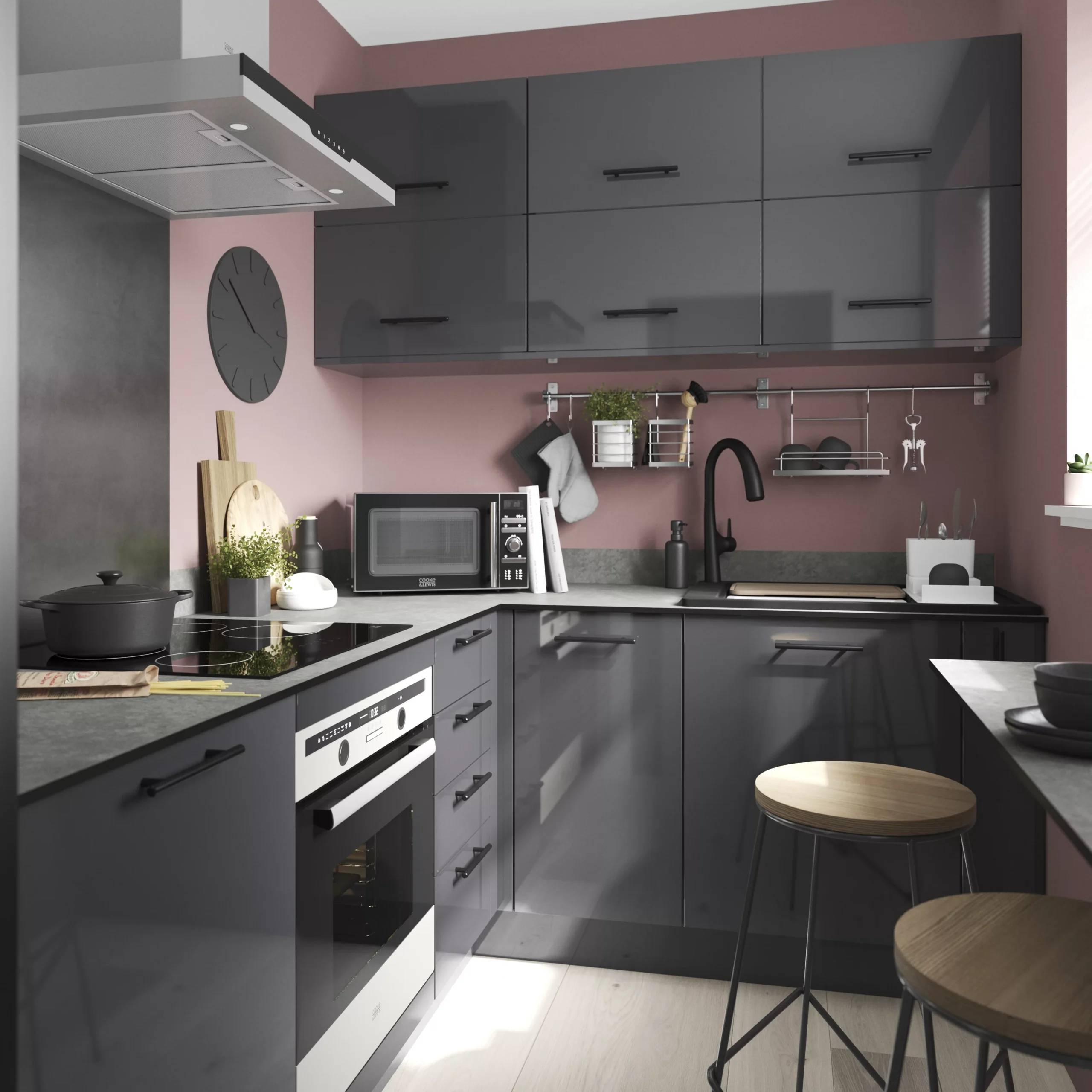 GoodHome Stevia & Garcinia Innovo Handleless Gloss Anthracite Slab Clad On End Panel (H)934mm (W)640mm 7 GoodHome Stevia & Garcinia Innovo Handleless Gloss Anthracite Slab Clad On End Panel (H)934mm (W)640mm - Image 7