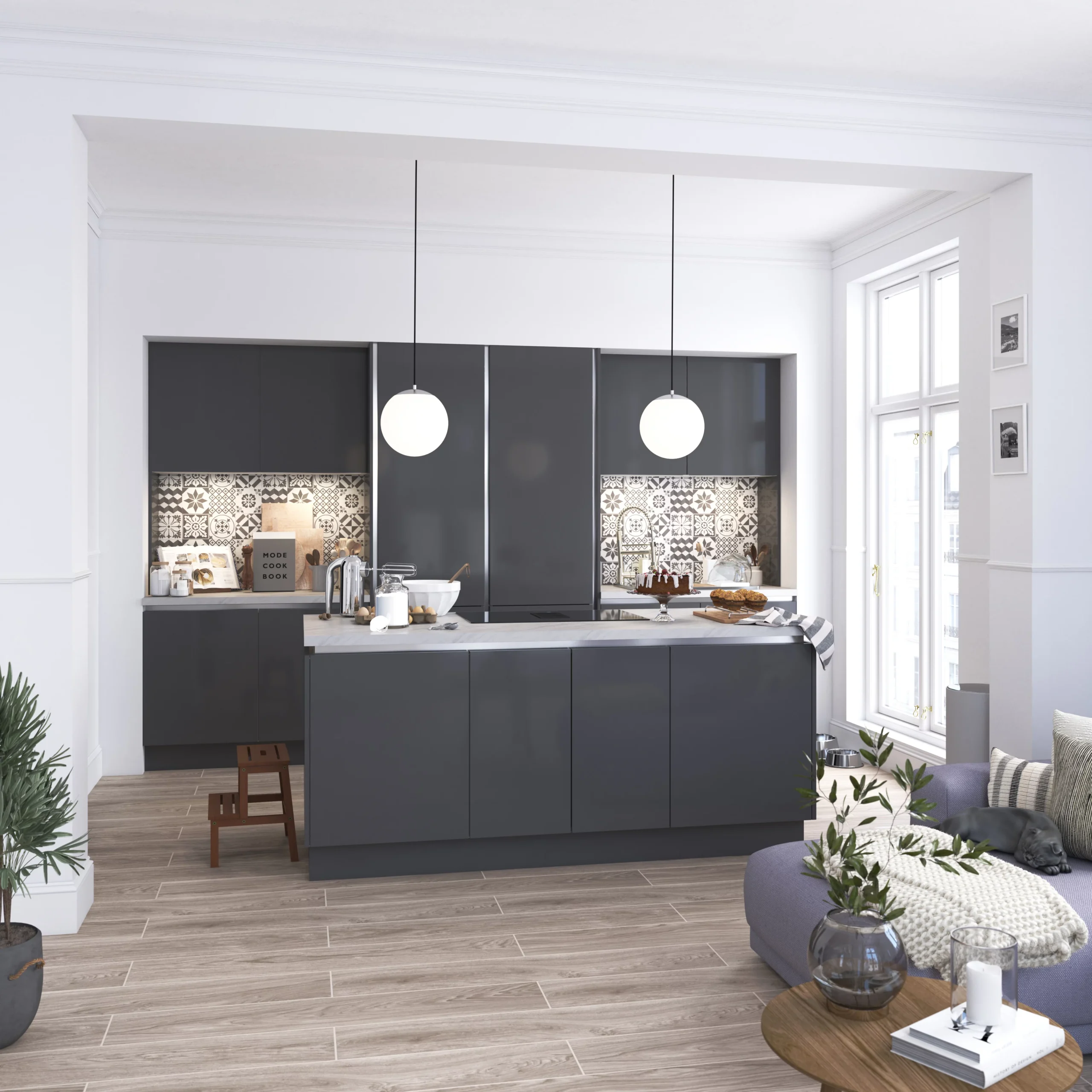 GoodHome Stevia Gloss Anthracite Clad On End Panel (H)2400mm (W)640mm 6 GoodHome Stevia Gloss Anthracite Clad On End Panel (H)2400mm (W)640mm - Image 6