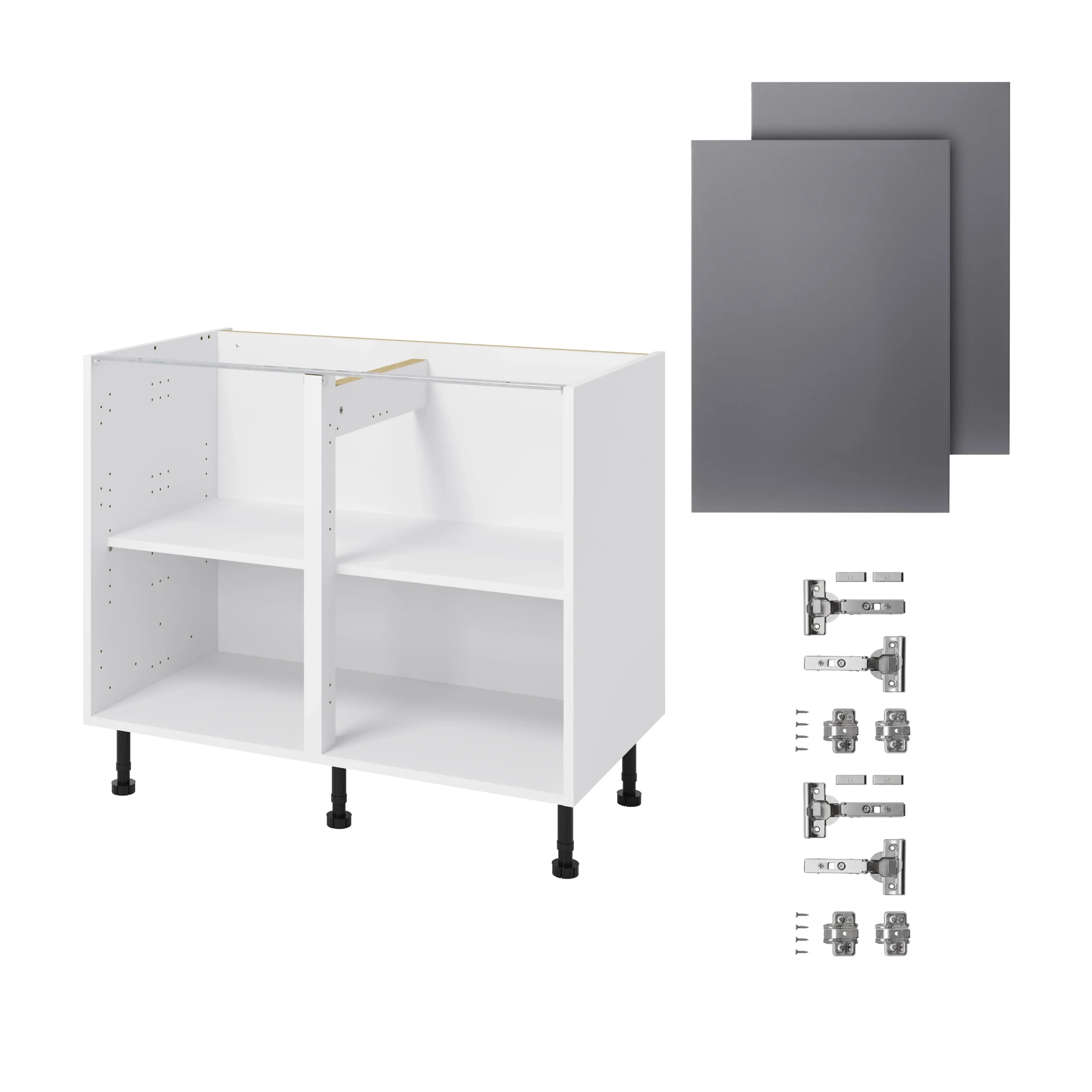 GoodHome Stevia Gloss Anthracite Slab Base Kitchen Cabinet (W)1000mm (H)720mm 3 GoodHome Stevia Gloss Anthracite Slab Base Kitchen Cabinet (W)1000mm (H)720mm - Image 3