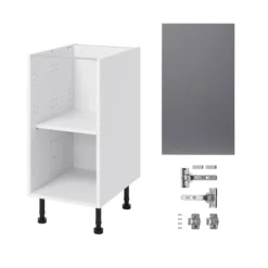 GoodHome Stevia Gloss Anthracite Slab Base Kitchen Cabinet (W)400mm (H)720mm -Goodhome goodhome stevia gloss anthracite slab base kitchen cabinet w 400mm h 720mm5059340702537 07c bq