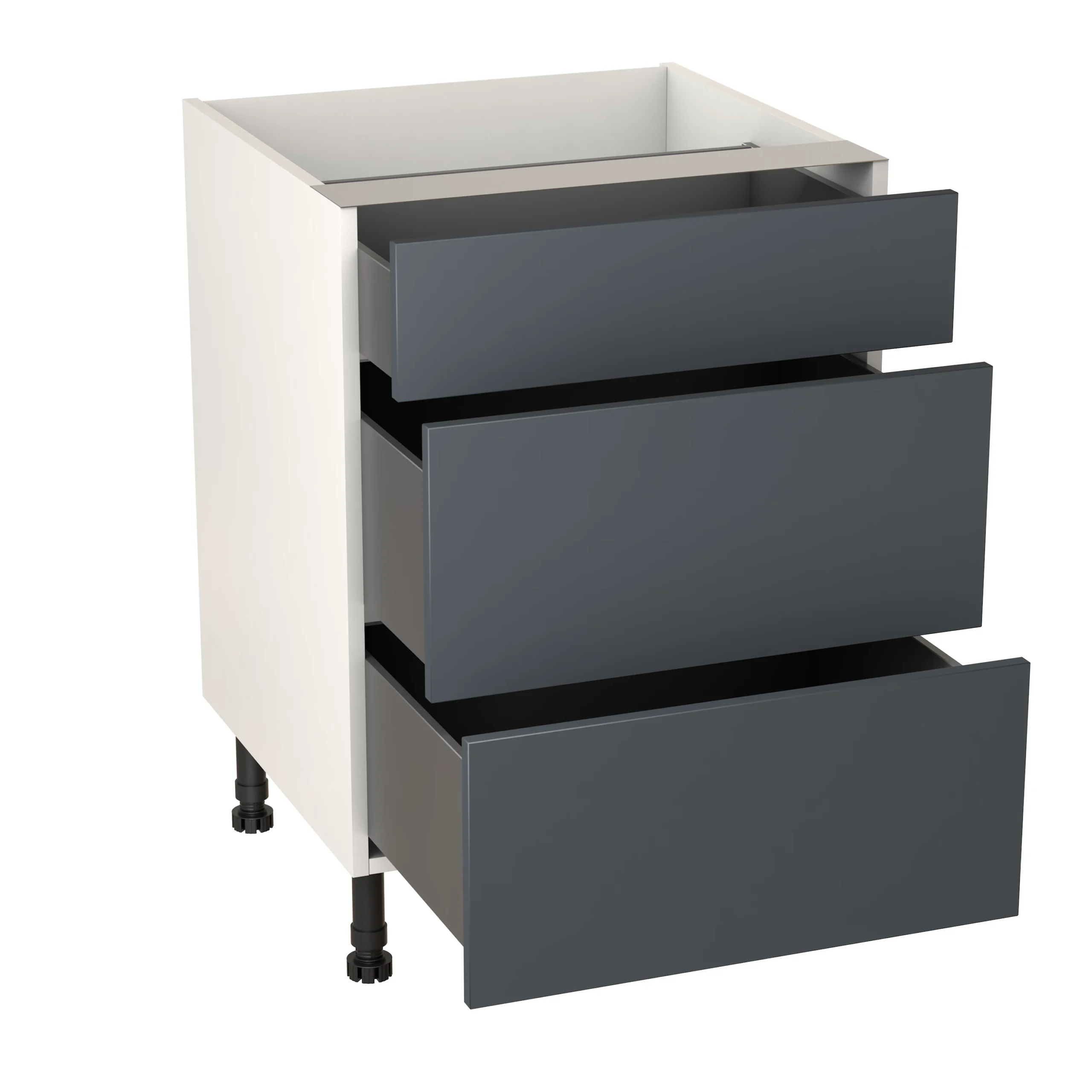 GoodHome Stevia Gloss Anthracite Slab Base Kitchen Cabinet (W)600mm (H)720mm 2 GoodHome Stevia Gloss Anthracite Slab Base Kitchen Cabinet (W)600mm (H)720mm - Image 2