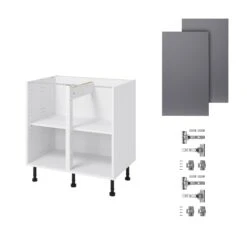 GoodHome Stevia Gloss Anthracite Slab Base Kitchen Cabinet (W)800mm (H)720mm -Goodhome goodhome stevia gloss anthracite slab base kitchen cabinet w 800mm h 720mm5059340702568 07c bq