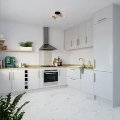 GoodHome Stevia Gloss Grey Slab Larder Cabinet Door (W)500mm (H)1287mm (T)18mm -Goodhome goodhome stevia gloss grey slab larder cabinet door w 500mm h 1287mm t 18mm5059340249636 20i