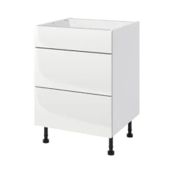 GoodHome Stevia Gloss White Slab Cabinet, Drawer & Door Set, (L)60cm