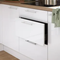 GoodHome Stevia Gloss White Slab Cabinet, Drawer & Door Set, (L)60cm -Goodhome goodhome stevia gloss white slab cabinet drawer door set l 60cm3663602351764 01i bq