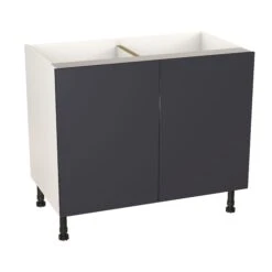 GoodHome Stevia Matt Blue Slab Base Kitchen Cabinet (W)1000mm (H)720mm