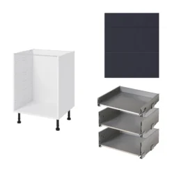 GoodHome Stevia Matt Blue Slab Base Kitchen Cabinet (W)600mm (H)720mm -Goodhome goodhome stevia matt blue slab base kitchen cabinet w 600mm h 720mm5059340702629 07c bq