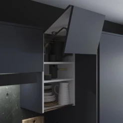 GoodHome Stevia Matt Blue Slab Drawer Front, Bridging Door & Bi Fold Door, (W)400mm (H)356mm (T)18mm -Goodhome goodhome stevia matt blue slab drawer front bridging door bi fold door w 400mm h 356mm t 18mm5059340248905 01i