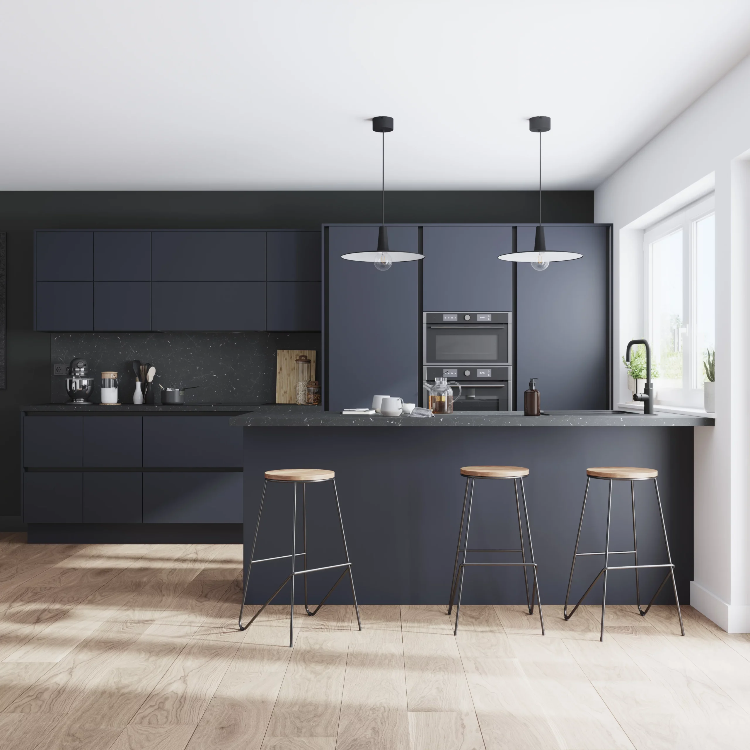 GoodHome Stevia Matt Blue Slab Wall Kitchen Cabinet (W)300mm (H)720mm 5 GoodHome Stevia Matt Blue Slab Wall Kitchen Cabinet (W)300mm (H)720mm - Image 5