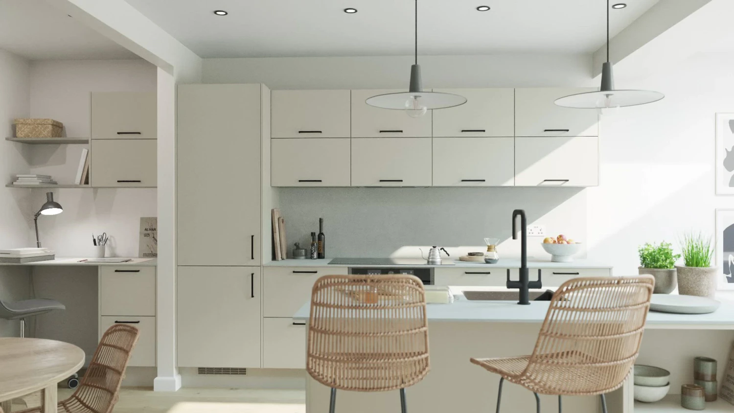 GoodHome Stevia Matt Sandstone Slab Standard Base Clad On End Panel (H)715mm (W)595mm 2 GoodHome Stevia Matt Sandstone Slab Standard Base Clad On End Panel (H)715mm (W)595mm - Image 2