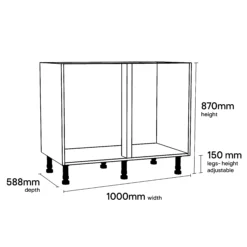 GoodHome Stevia White Base Cabinet, (W)1000mm -Goodhome goodhome stevia white base cabinet w 1000mm3663602351771 01t bq