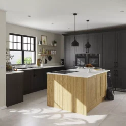 GoodHome Verbena Natural Oak Shaker Highline Cabinet Door (W)450mm (H)715mm (T)20mm -Goodhome goodhome verbena natural oak shaker highline cabinet door w 450mm h 715mm t 20mm5059340799018 03i